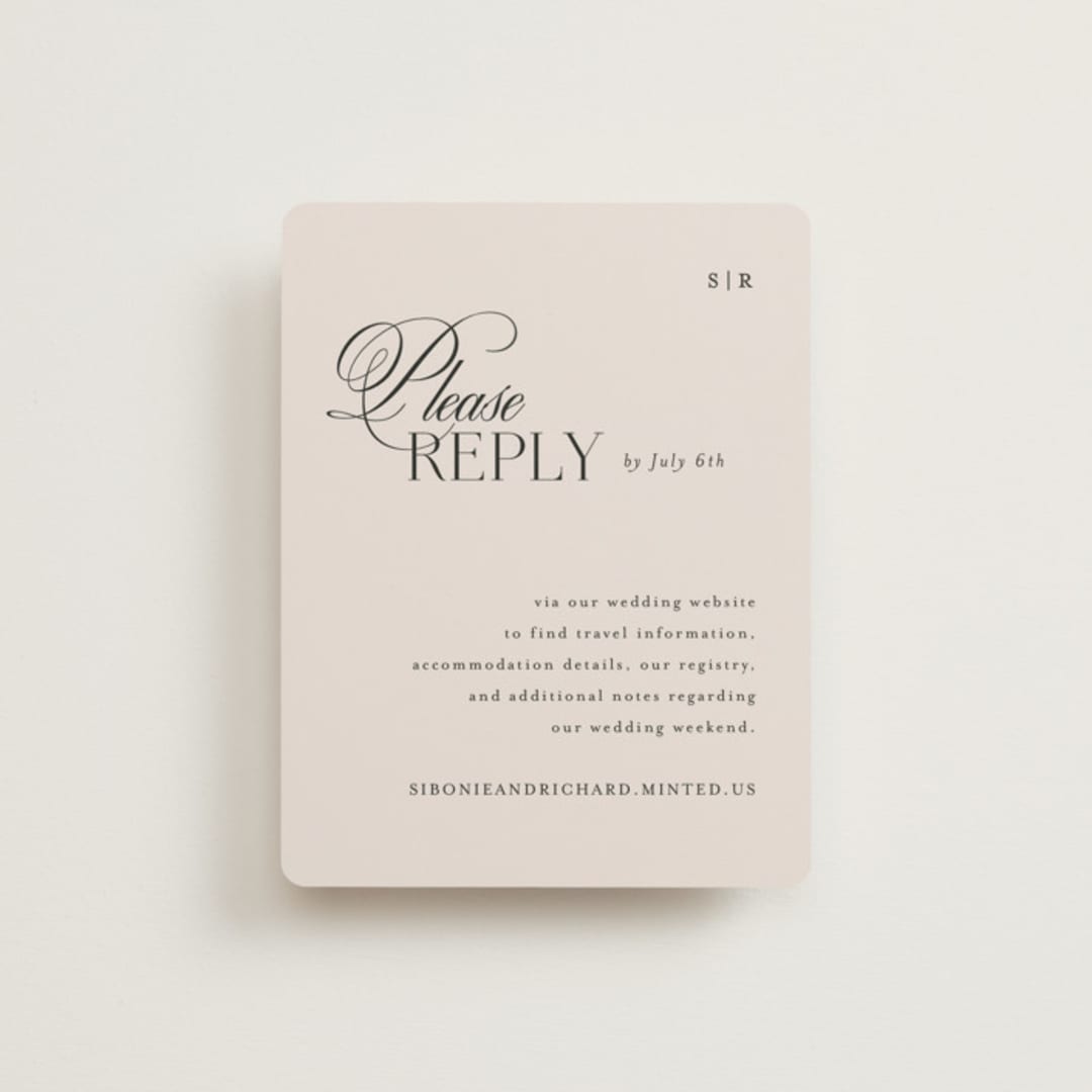 "Sibonie" - RSVP Online Enclosure Cards in Ivory by Melanie Kosuge - Front