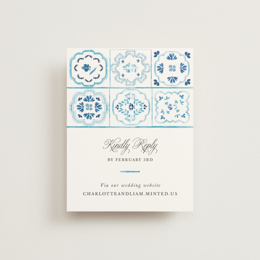 "Almafi" - RSVP Online Enclosure Cards in Cerulean by Itsy Belle Studio - Front