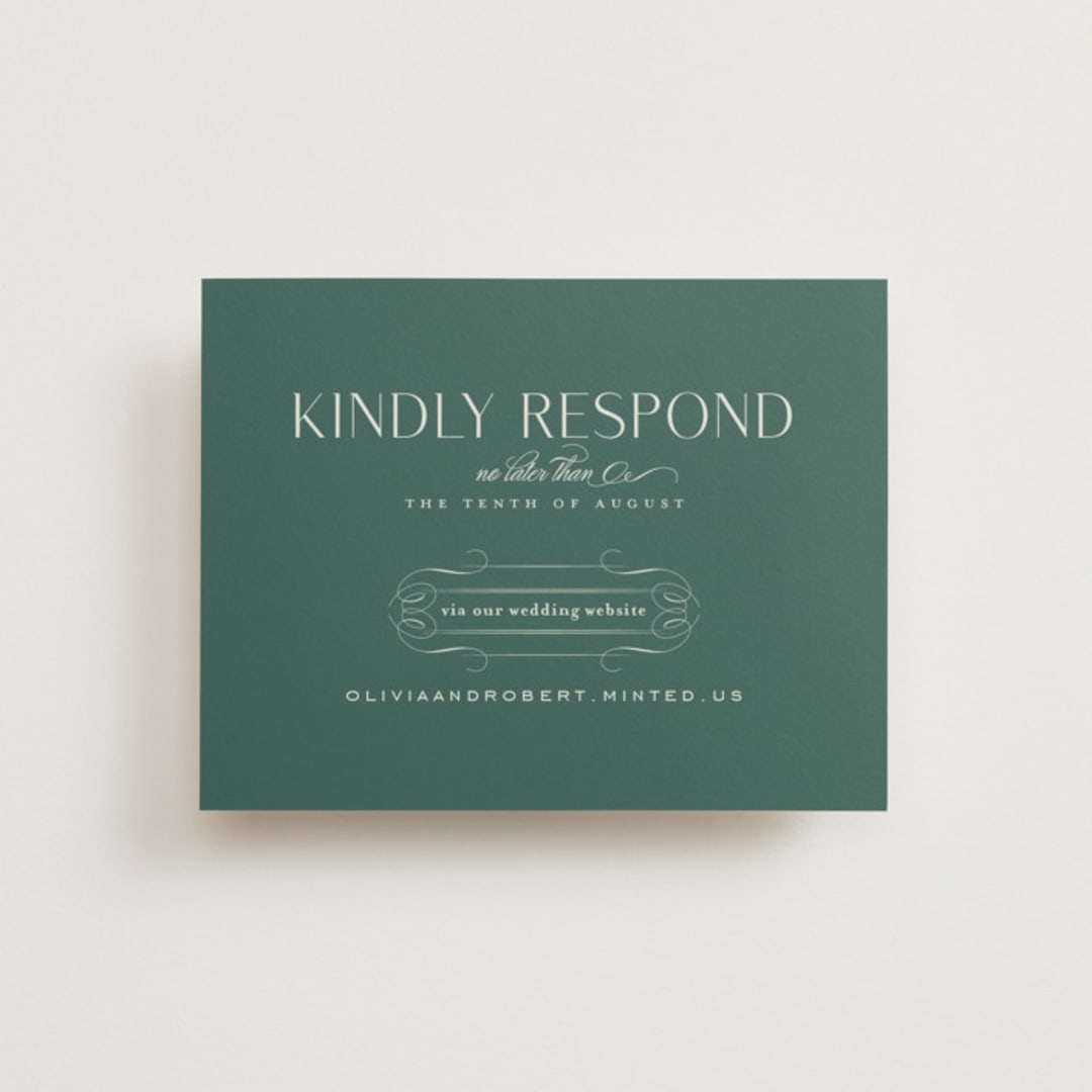 "Chantilly" - RSVP Online Enclosure Cards in Emerald by Kimberly Morgan - Front