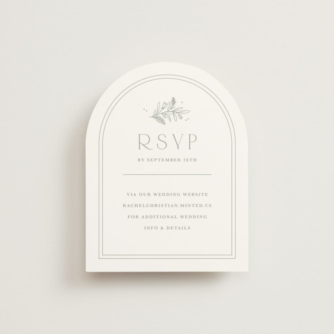 "Simple Crest" - RSVP Online Enclosure Cards in Sage by Kristen Smith - Front