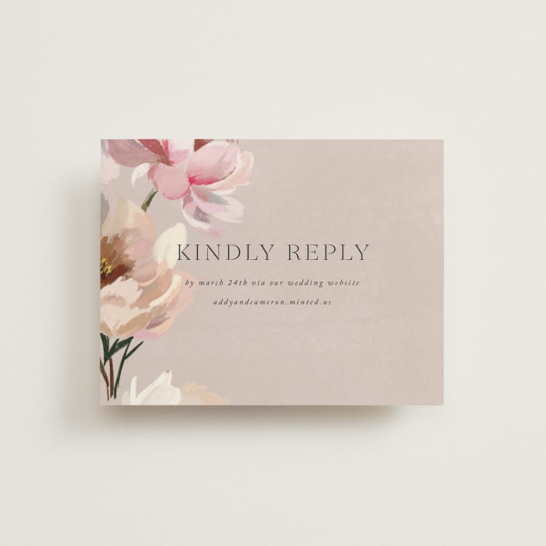 "Chalk Floral" - RSVP Online Enclosure Cards in Dove by Olivia Kanaley Inman - Front