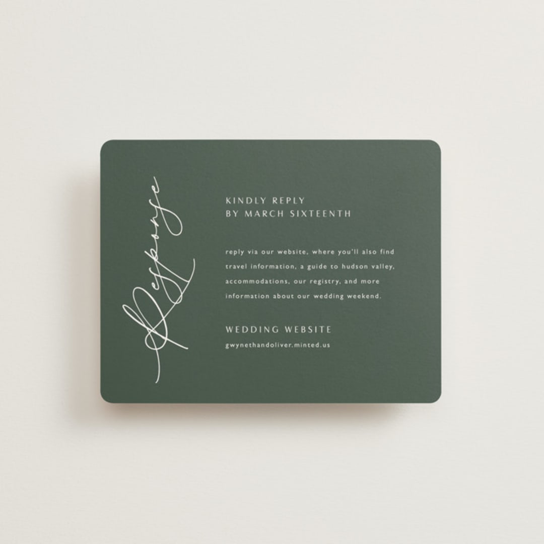 "Flip" - RSVP Online Enclosure Cards in Forest by Kelly Schmidt - Front
