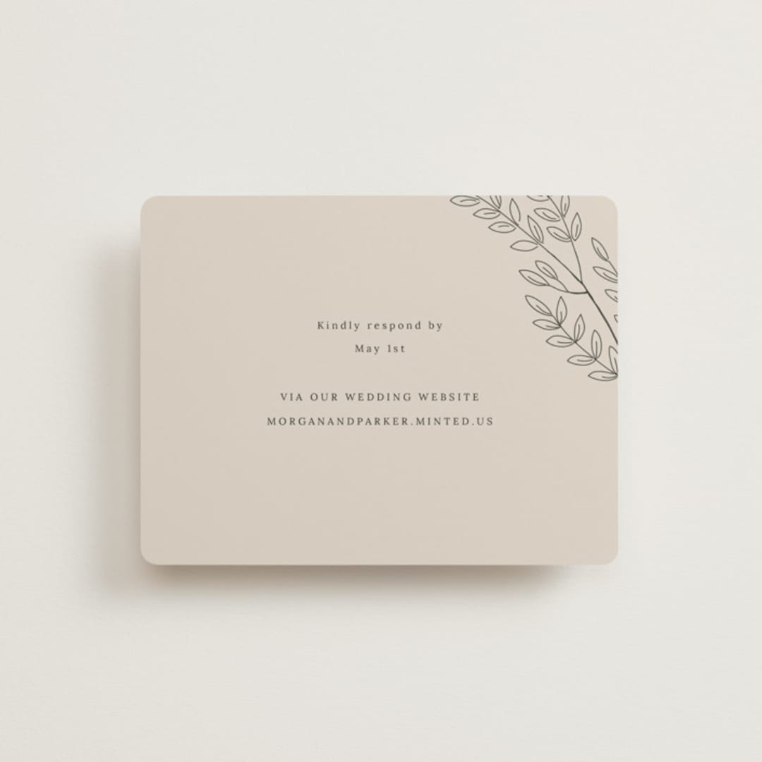 "leafy wreath" - RSVP Online Enclosure Cards in Taupe by Ghazal Ali - Front