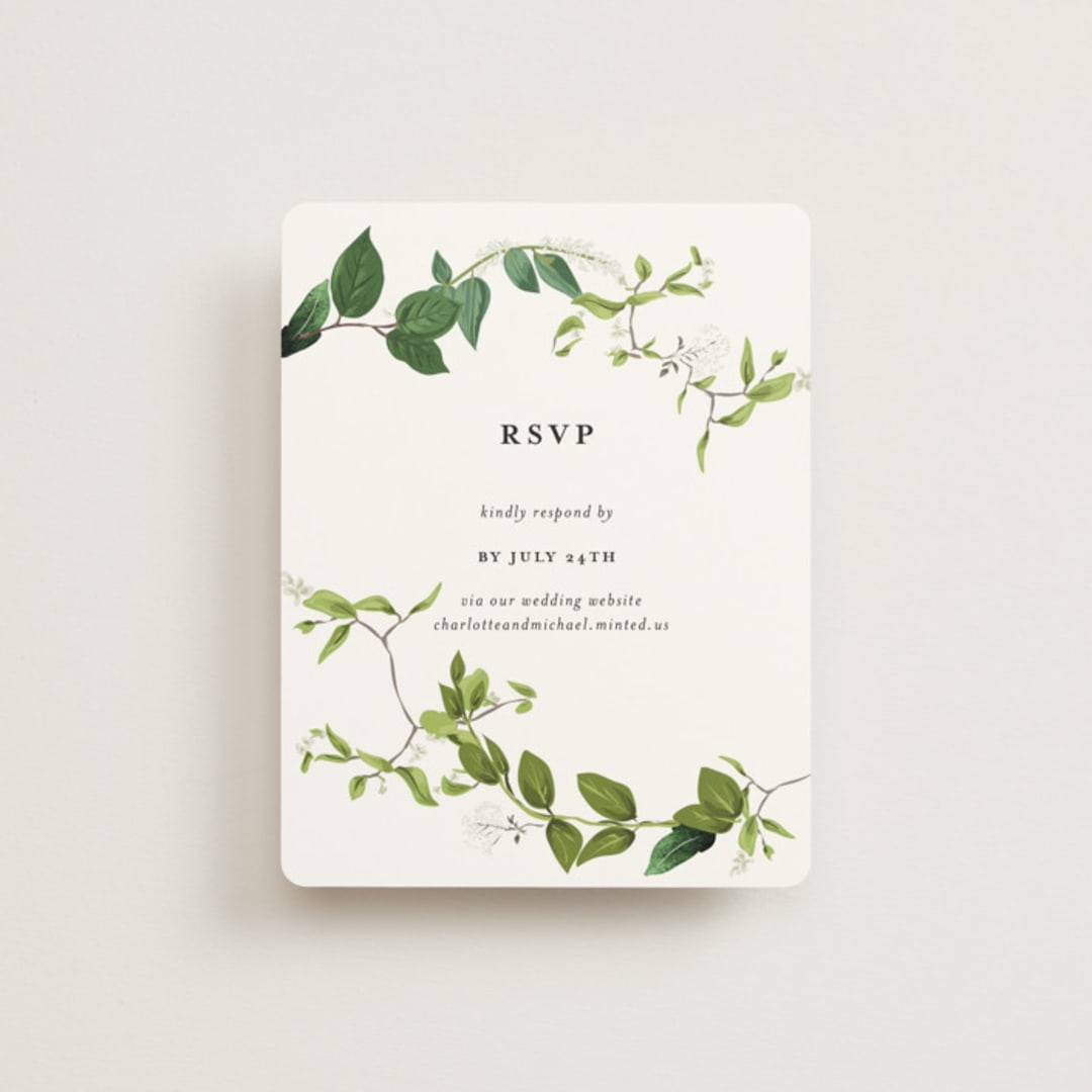 "Greenery" - RSVP Online Enclosure Cards in Fern by Susan Moyal - Front