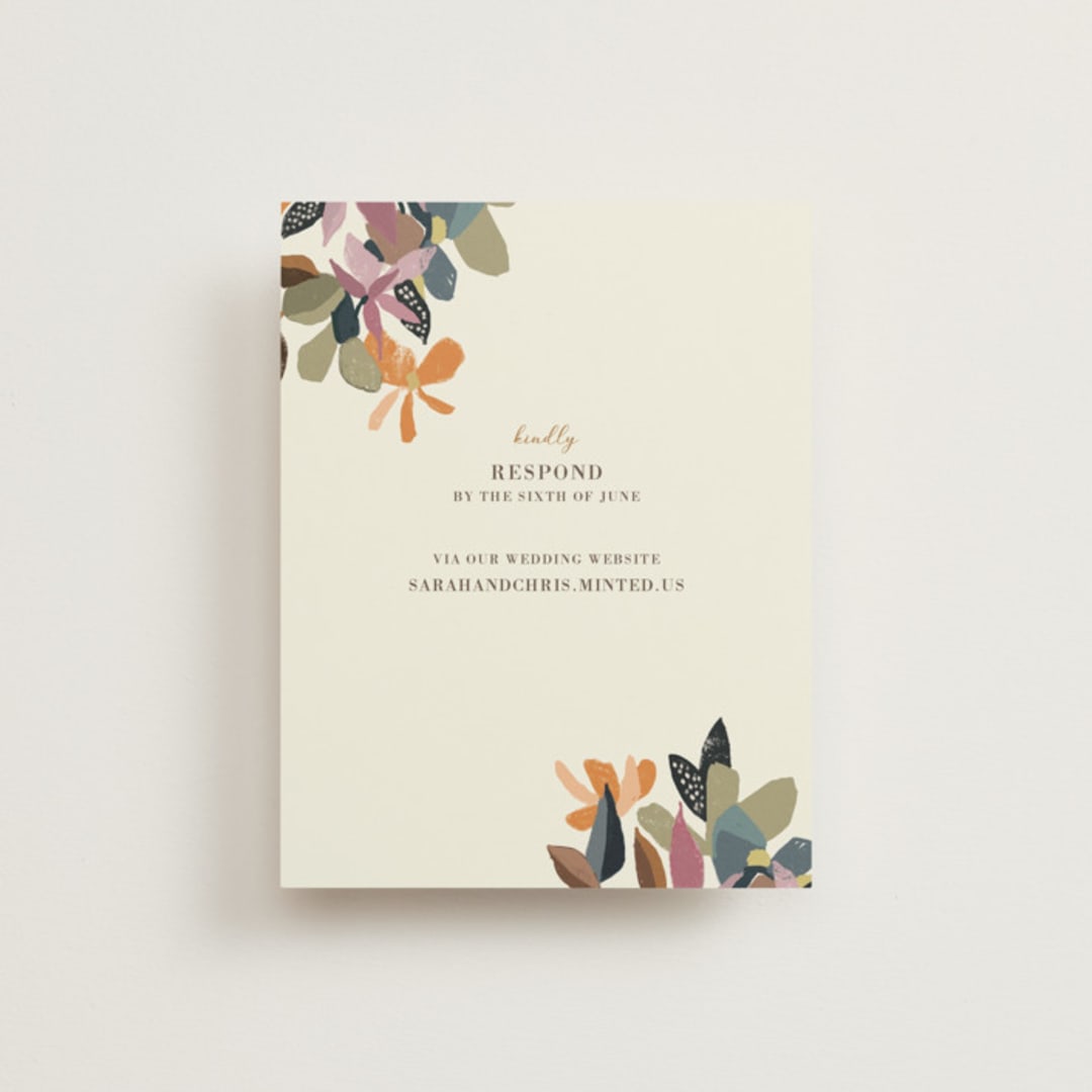 "flower press" - RSVP Online Enclosure Cards in Mauve by Peony Rose Design - Front