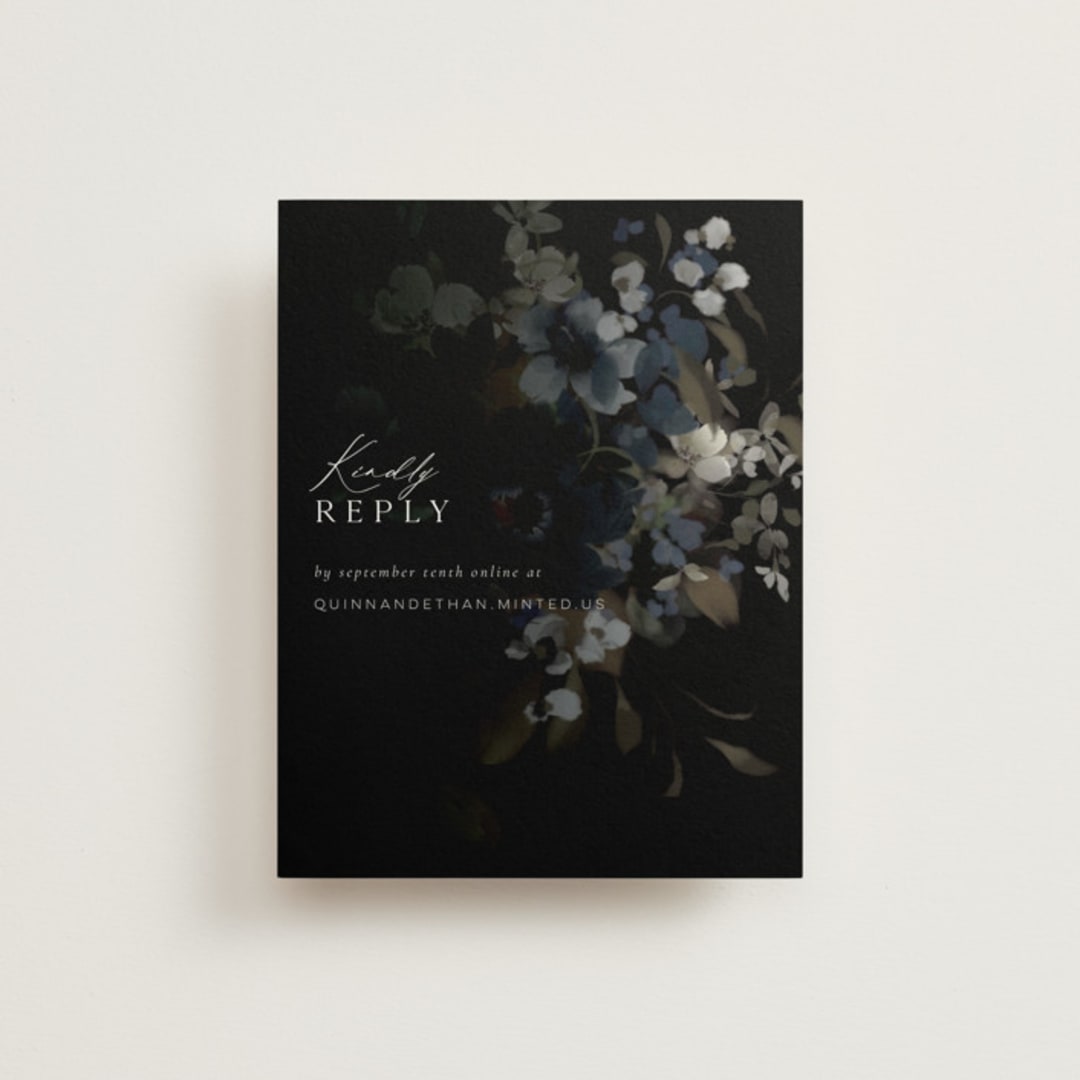 "Vintage Botanical" - RSVP Online Enclosure Cards in Midnight by Grace Kreinbrink - Front