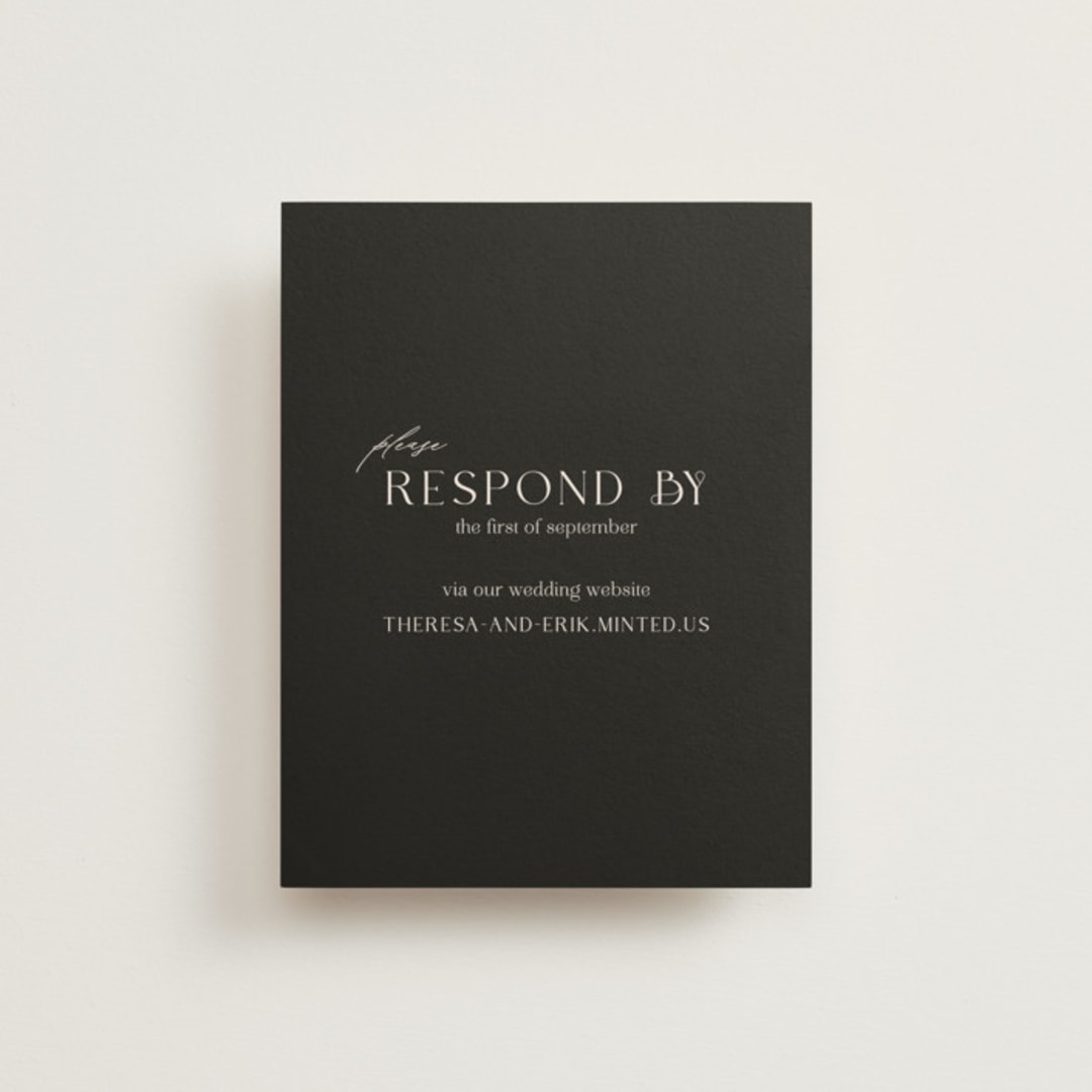 "Engraved" - RSVP Online Enclosure Cards in Charcoal by Claudia Orengo - Front