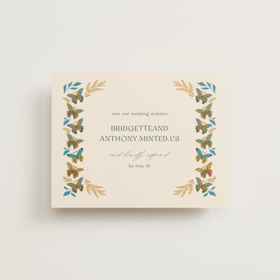 "Flutter" - RSVP Online Enclosure Cards in Sunset by Jen Owens - Front