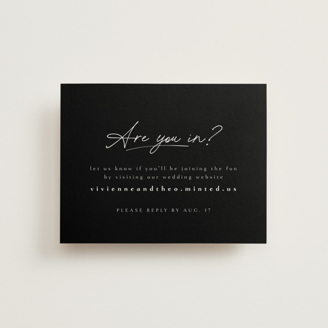 "A formal request" - RSVP Online Enclosure Cards in Jet by Lea Delaveris - Front