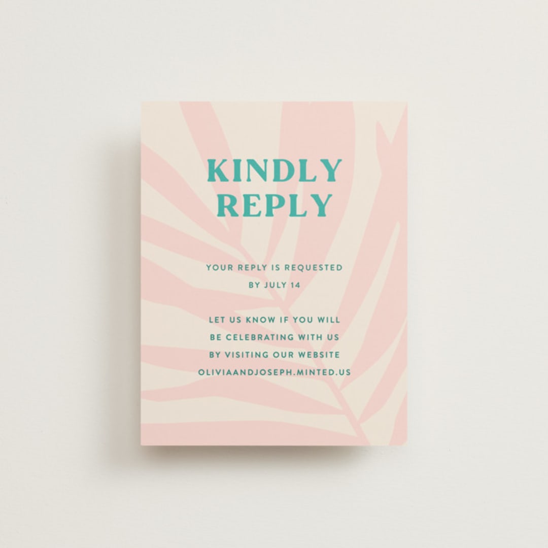 "The Palm" - RSVP Online Enclosure Cards in Flamingo by Pixel and Hank - Front