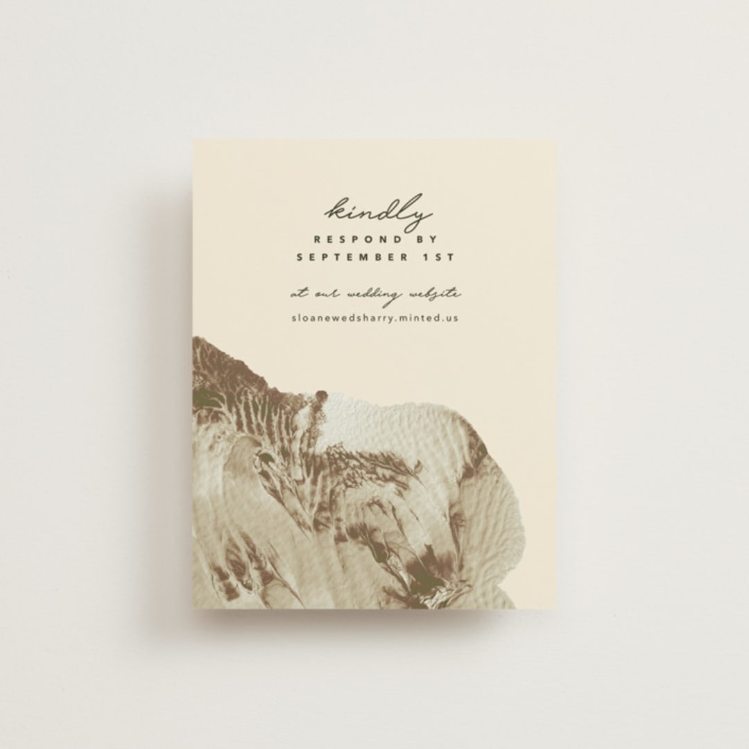 "Organic Elegance" - RSVP Online Enclosure Cards in Sand by Carrie Moradi - Front