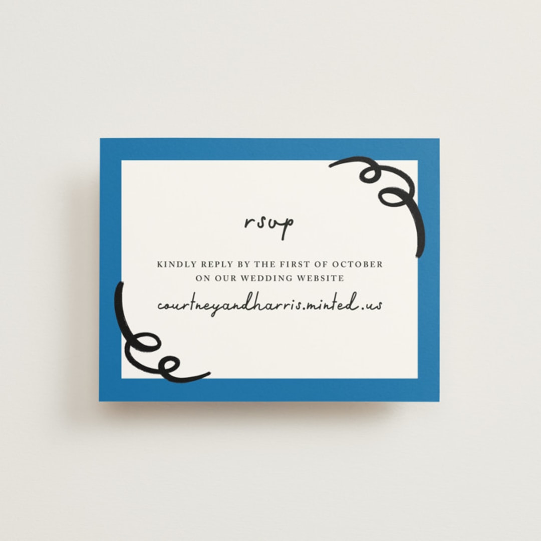 "Swirl Frame" - RSVP Online Enclosure Cards in Cobalt by mo kelley - Front