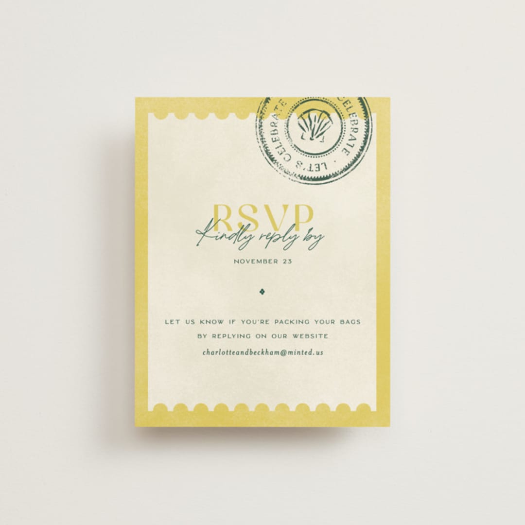 "Coastal Drift" - RSVP Online Enclosure Cards in Caribbean Citrus by Pixel and Hank - Front