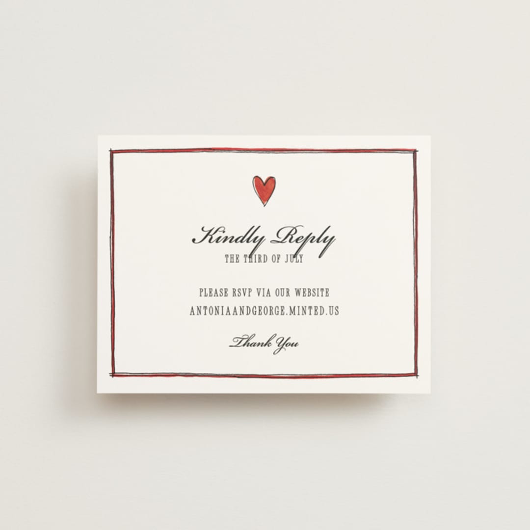 "Two Hearts" - RSVP Online Enclosure Cards in Lily by Pati Cascino - Front