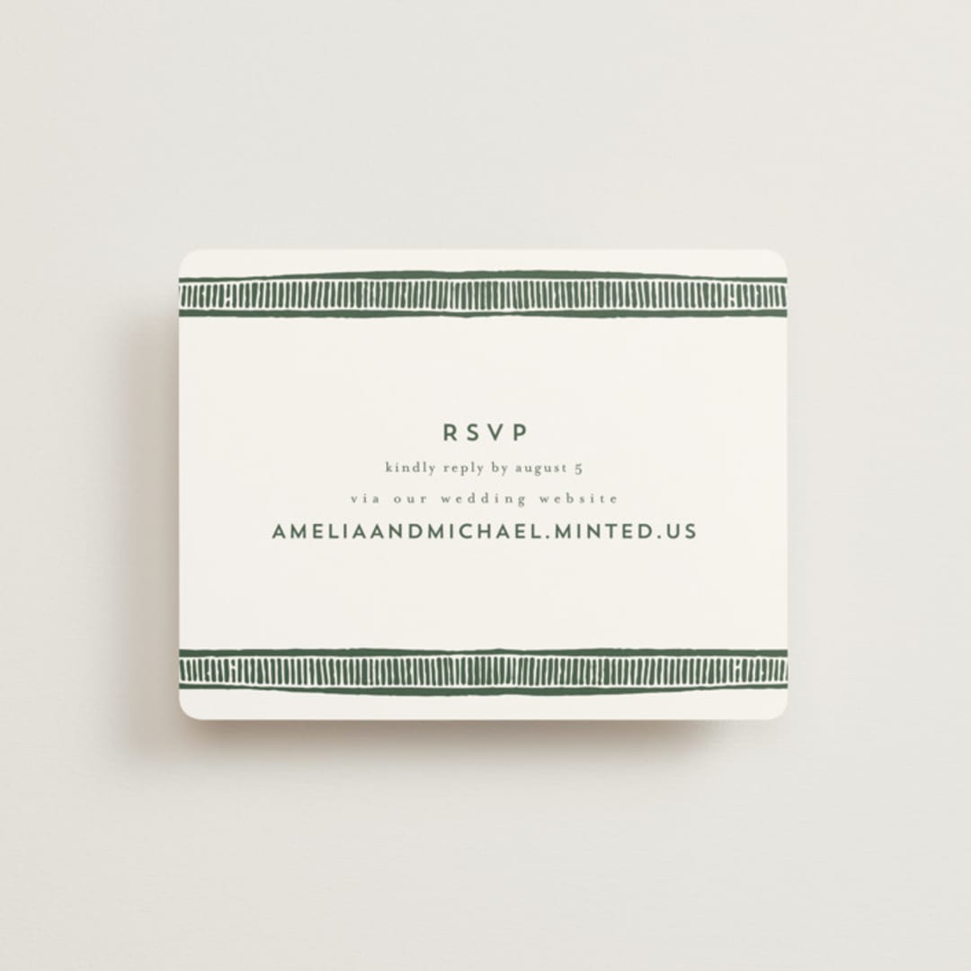 "Block Print Frame" - RSVP Online Enclosure Cards in Fern by Katharine Watson - Front
