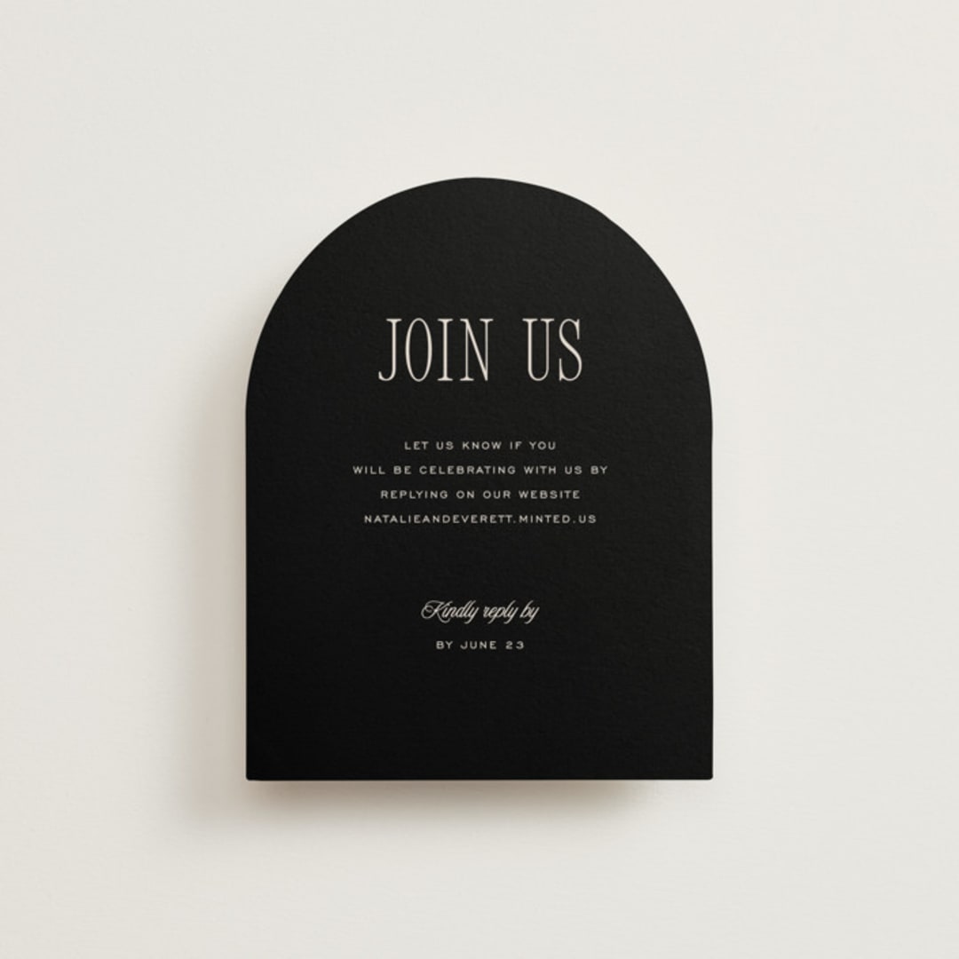 "Linea" - RSVP Online Enclosure Cards in Noir by Pixel and Hank - Front