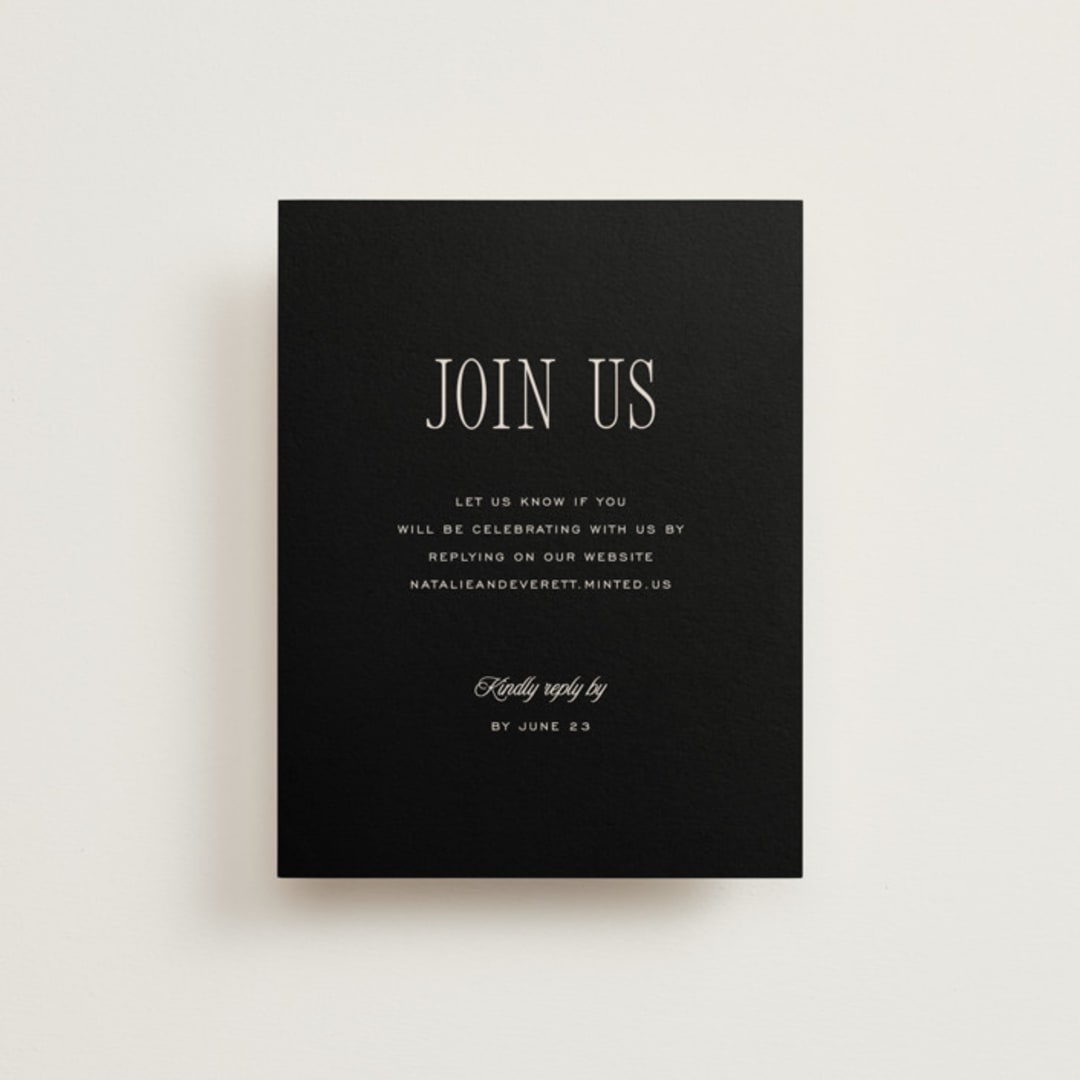 "Linea" - RSVP Online Enclosure Cards in Noir by Pixel and Hank - Front