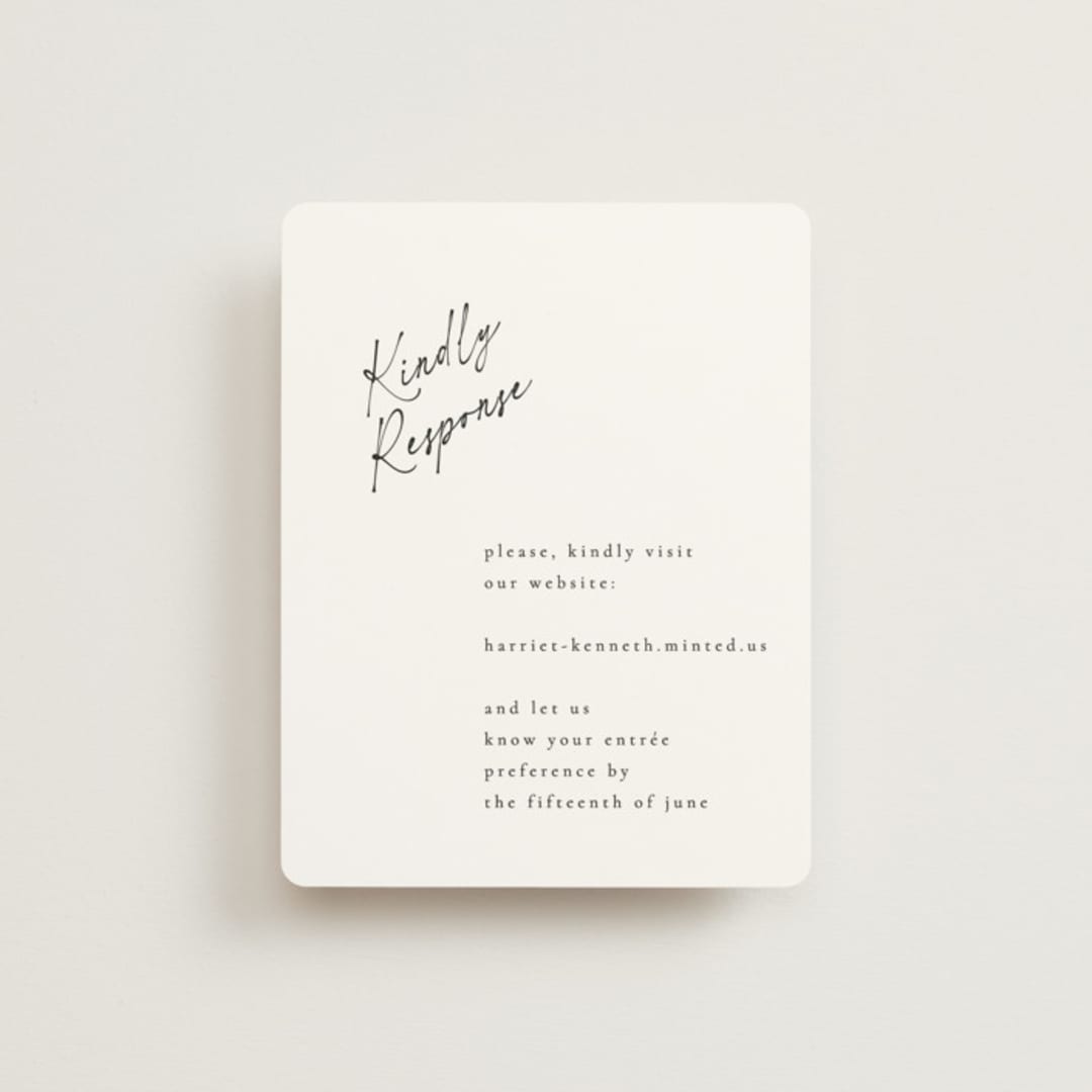 "Scripted Elegance" - RSVP Online Enclosure Cards in Linen by Ana de Sousa - Front