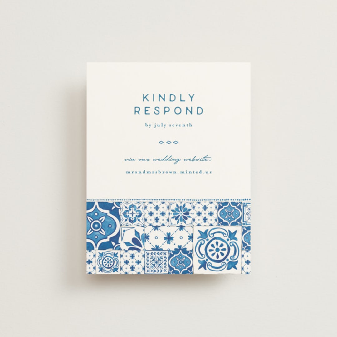 "watercolor tile" - RSVP Online Enclosure Cards in Navy by Anastasia Makarova - Front