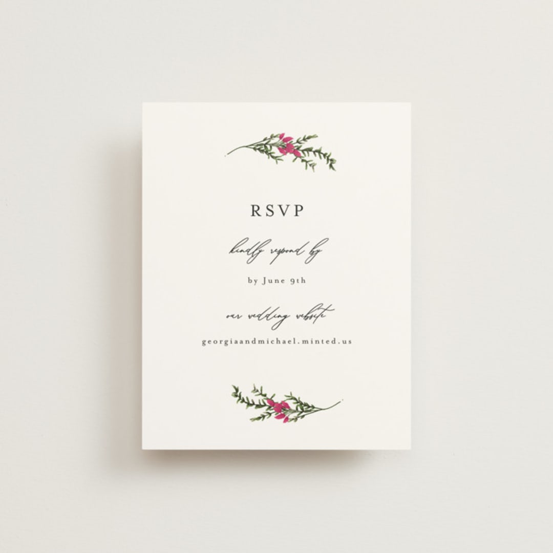 "Romantic Florals" - RSVP Online Enclosure Cards in Peony by Susan Moyal - Front