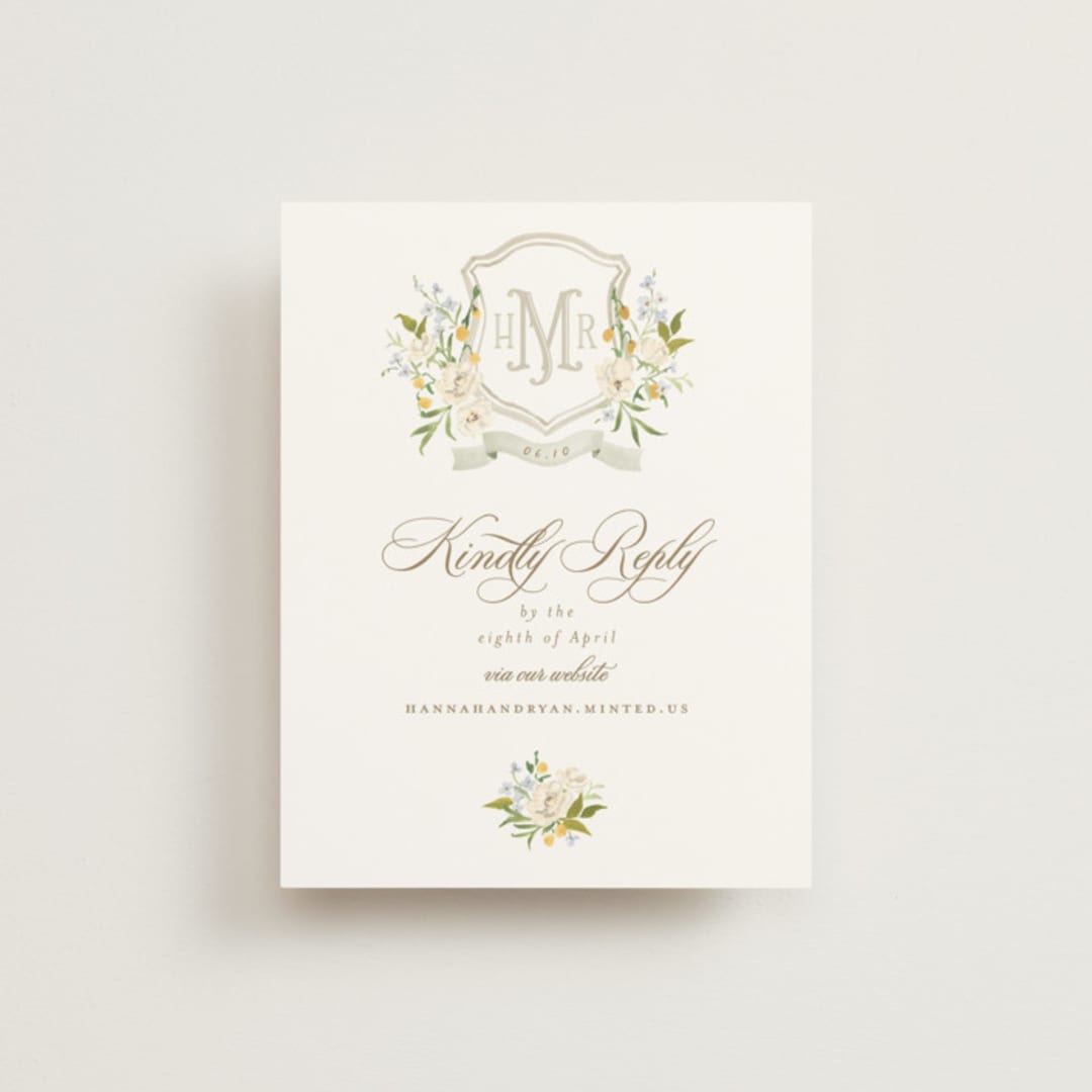 "Avalon" - RSVP Online Enclosure Cards in Chiffon by Everett Paper Goods - Front