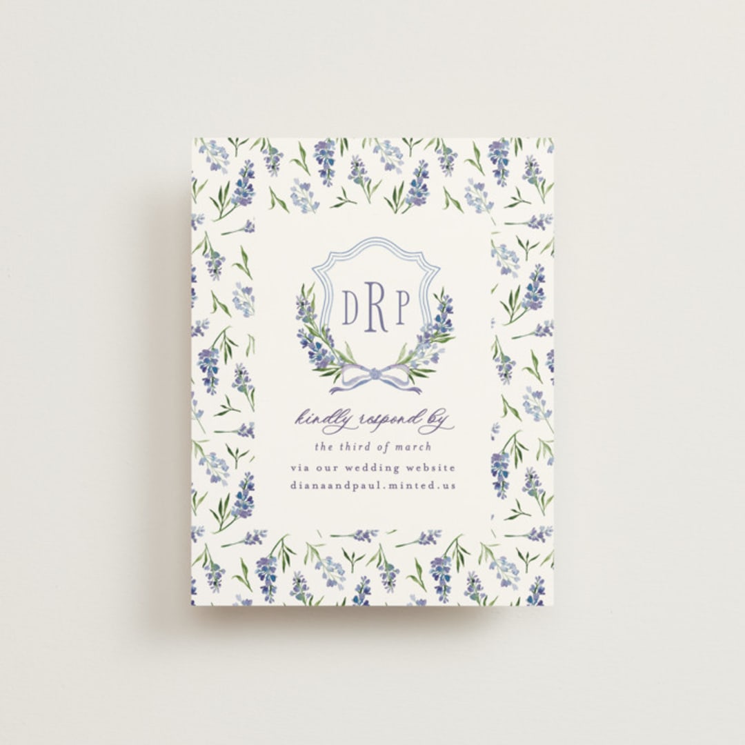 "Lavender" - RSVP Online Enclosure Cards in Tuscany by Claudia Orengo - Front