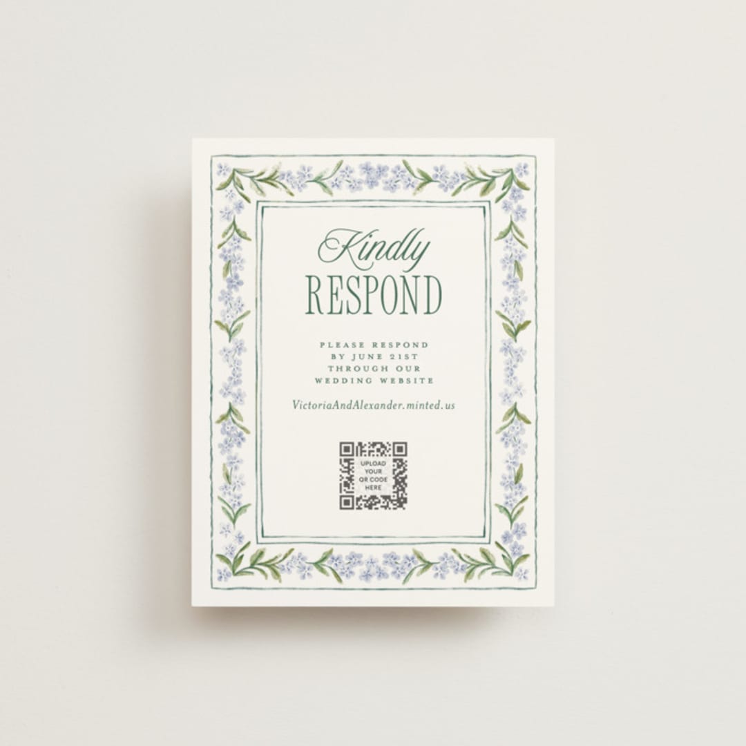 "Vintage Sketched" - RSVP Online Enclosure Cards in Wisteria by Jenna Holcomb - Front