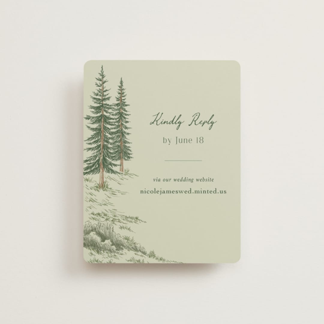 "Whispering Pines" - RSVP Online Enclosure Cards in Forest by Elly - Front