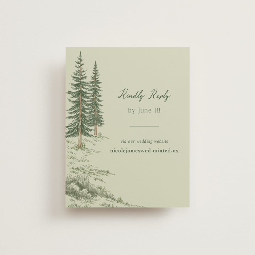 "Whispering Pines" - RSVP Online Enclosure Cards in Forest by Elly - Front