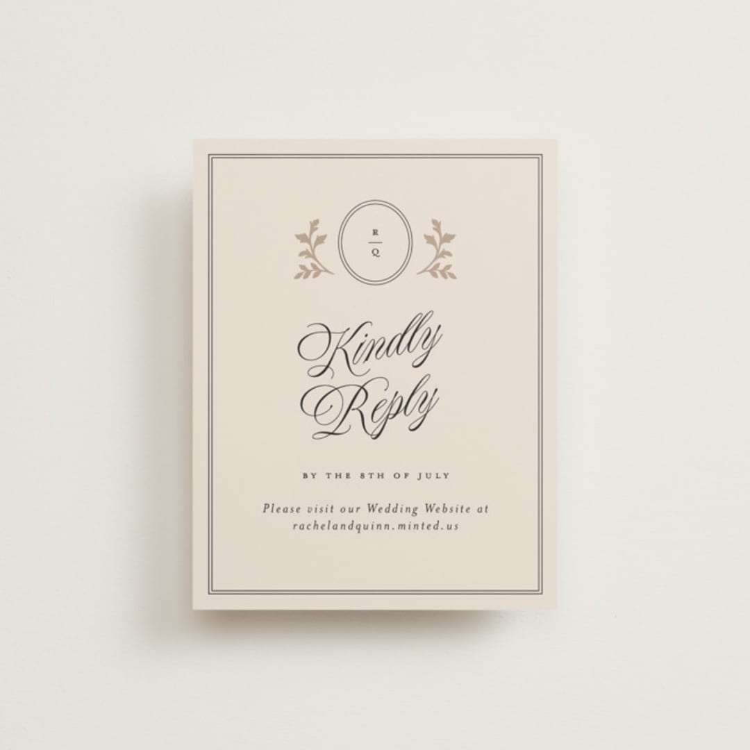 "Vintage Romance" - RSVP Online Enclosure Cards in Ivory by Paper Raven Co. - Front
