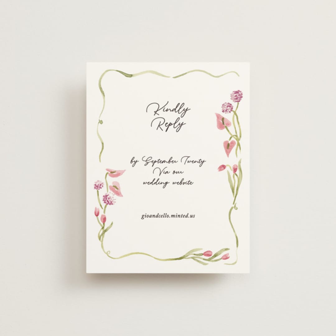 "Barolo" - RSVP Online Enclosure Cards in Deep Blush by Pati Cascino - Front