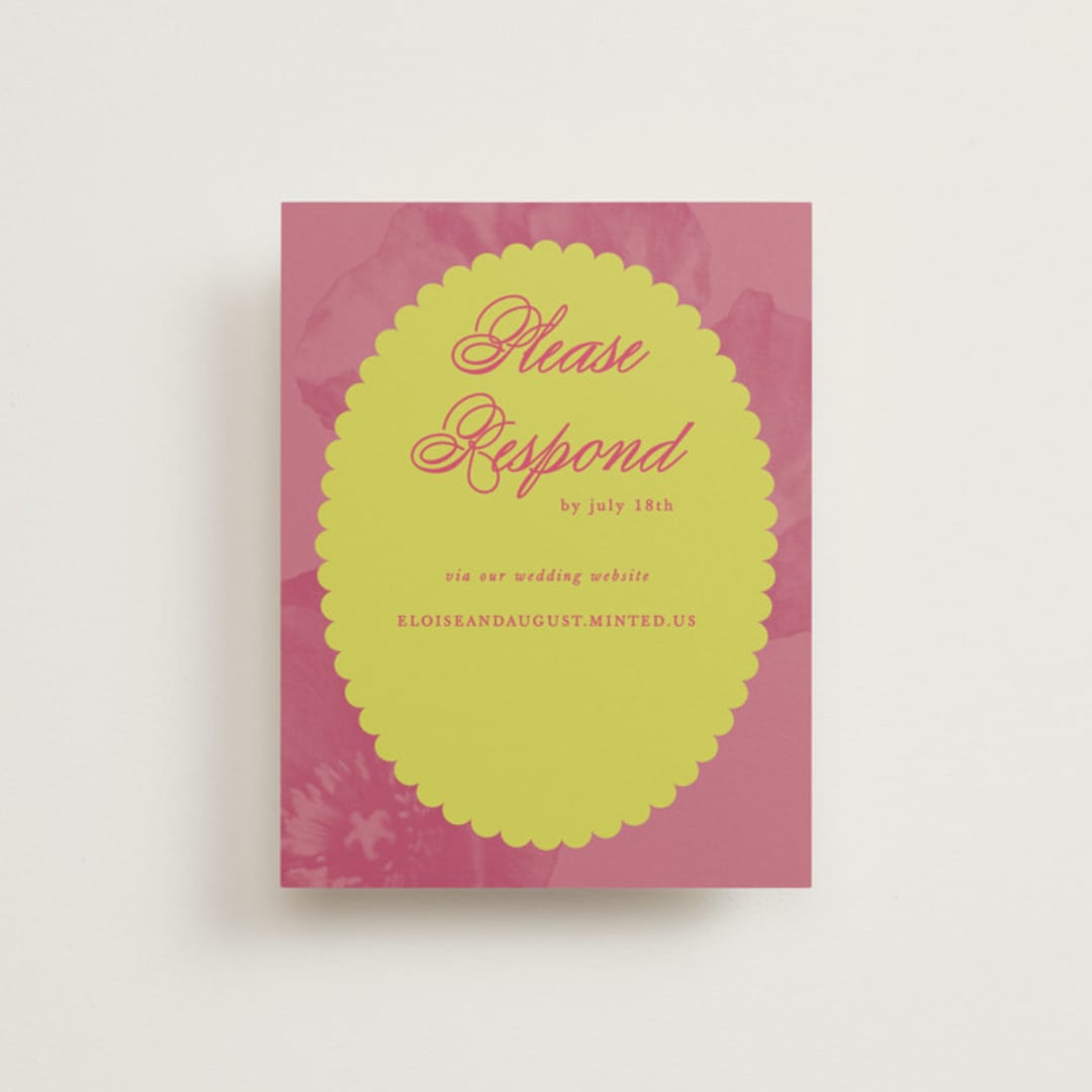 "Maximalist Poppies" - RSVP Online Enclosure Cards in Flamingo by Morgan Kendall - Front