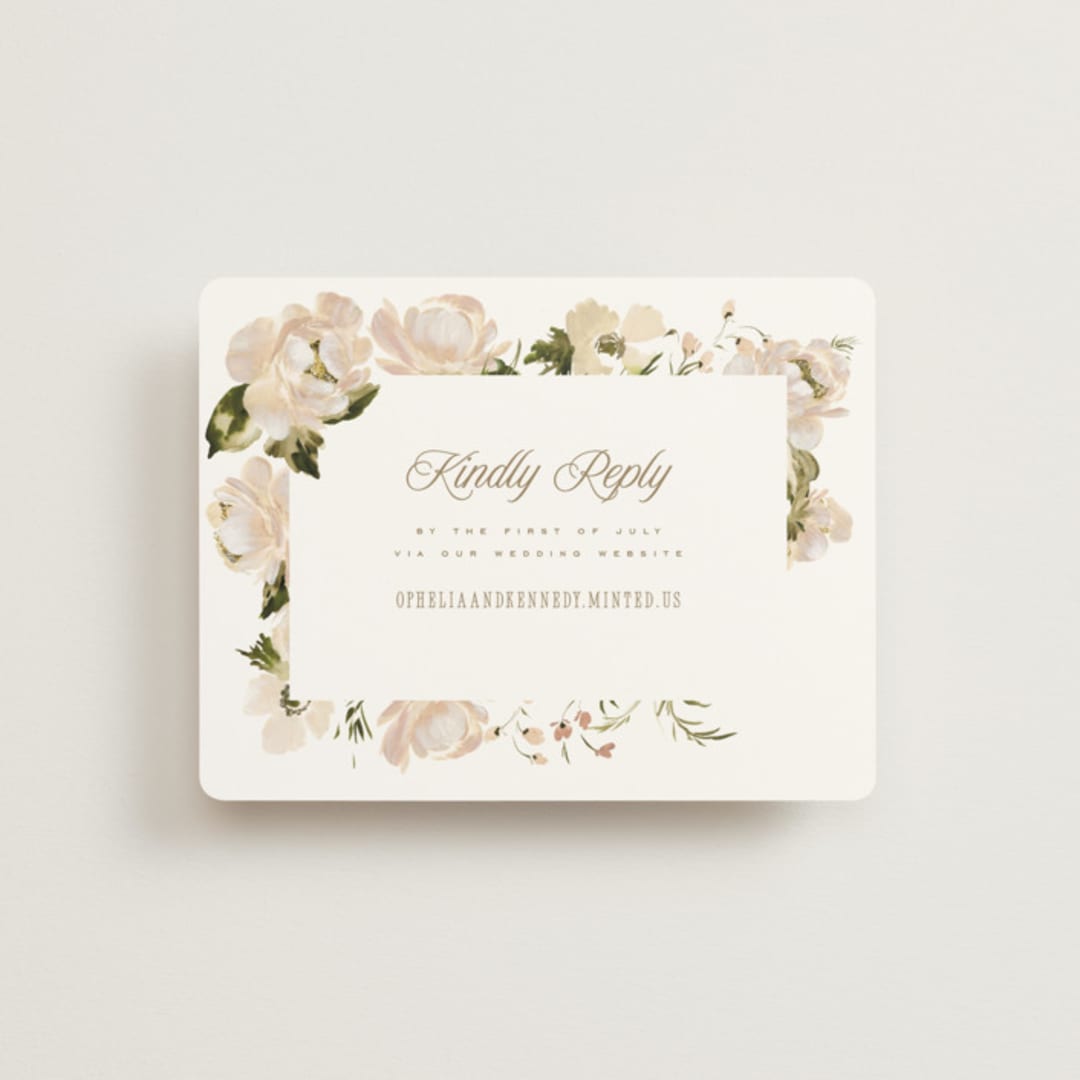"Felicity" - RSVP Online Enclosure Cards in Pearl by Leah Bisch - Front