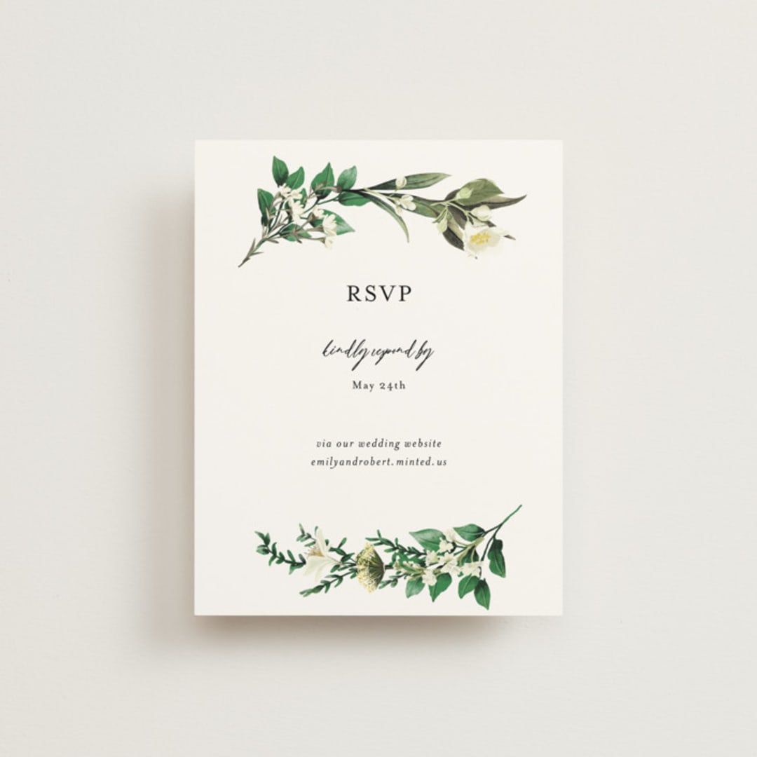 "Fresh Classic" - RSVP Online Enclosure Cards in Porcelain by Susan Moyal - Front