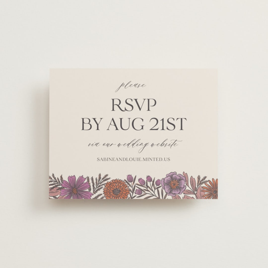 "Fleur" - RSVP Online Enclosure Cards in Sangria by Jen Owens - Front
