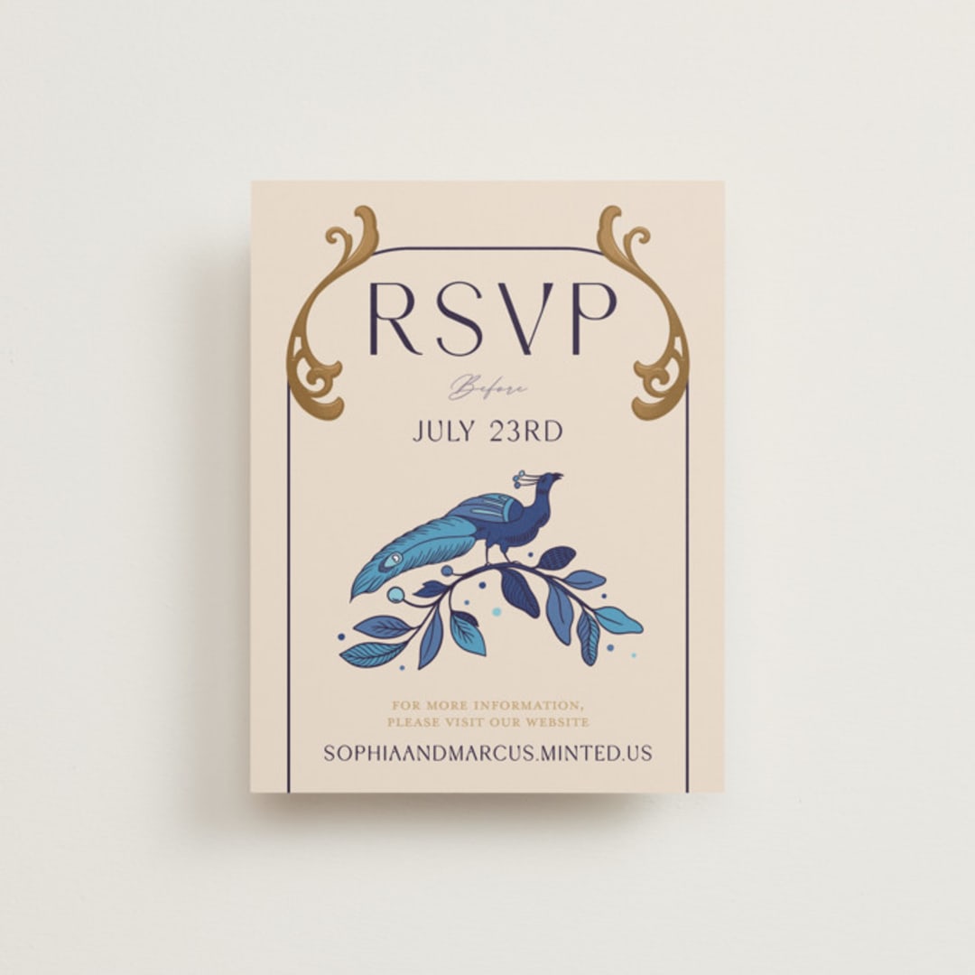 "Gilded" - RSVP Online Enclosure Cards in Cerulean by GeekInk Design - Front