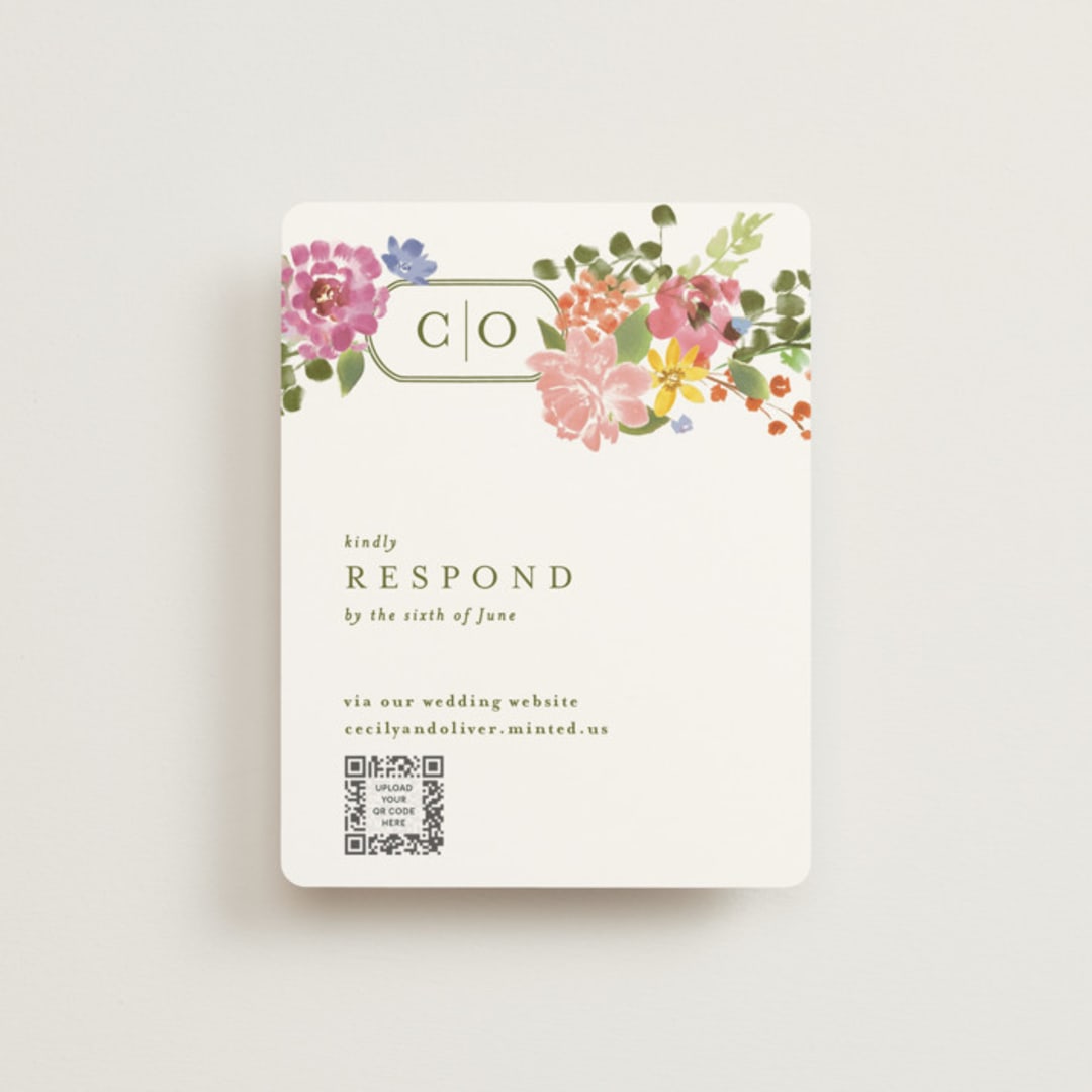 "Garland Monogram" - RSVP Online Enclosure Cards in Summer by Angela Marzuki - Front