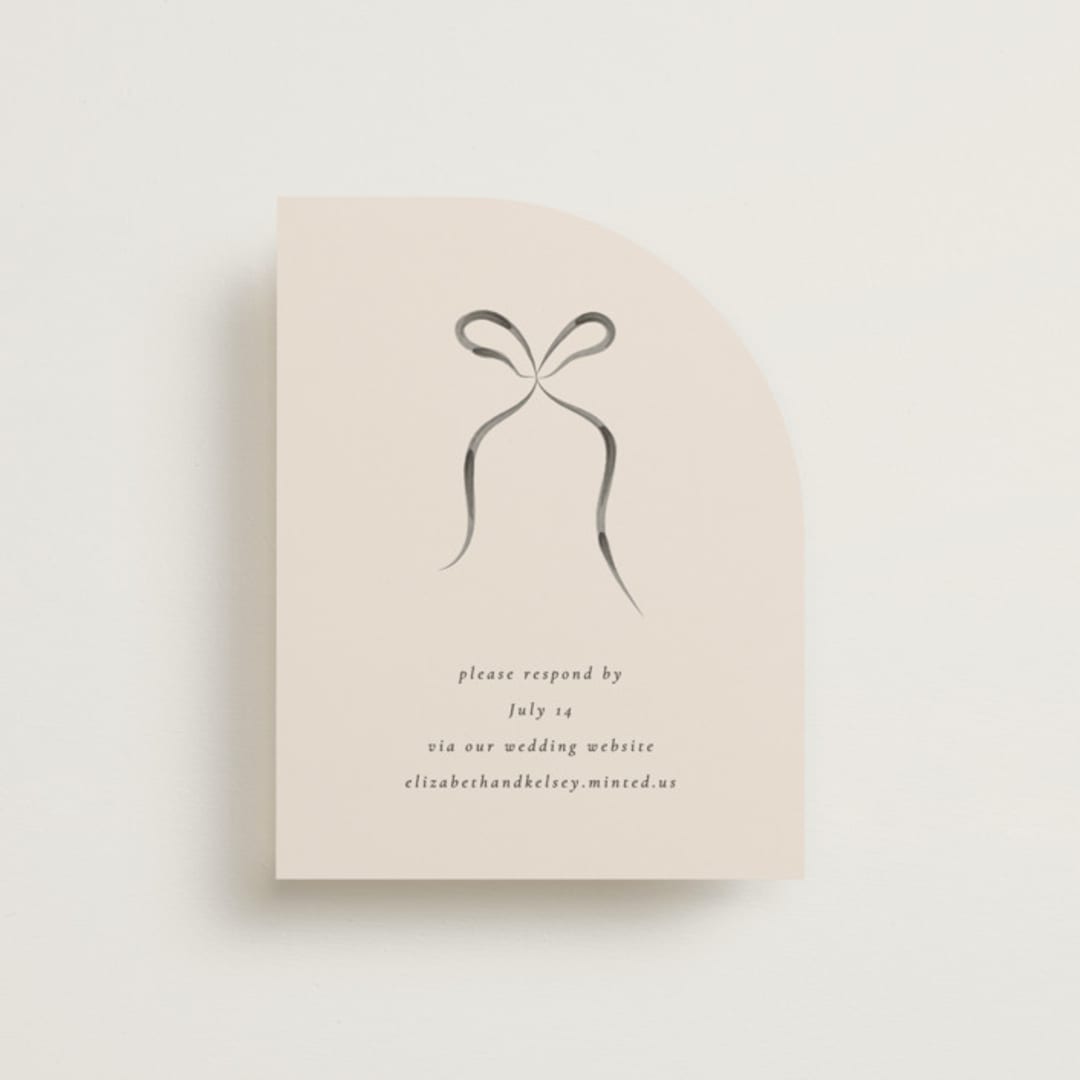 "Bow" - RSVP Online Enclosure Cards in Tuxedo by Corinne Malesic - Front