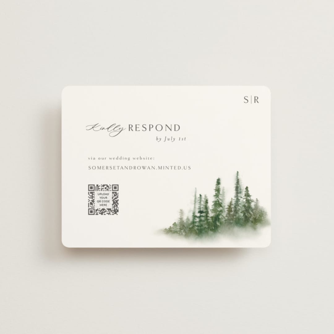 "Somerset" - RSVP Online Enclosure Cards in Evergreen by Melanie Kosuge - Front