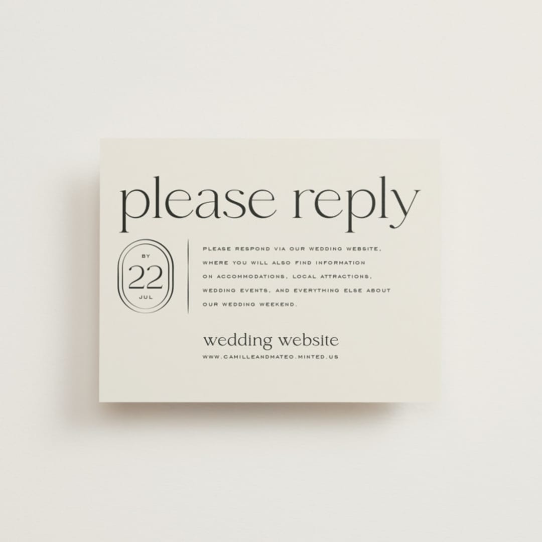 "Modern Monogram" - RSVP Online Enclosure Cards in Latte by Jackie Crawford - Front