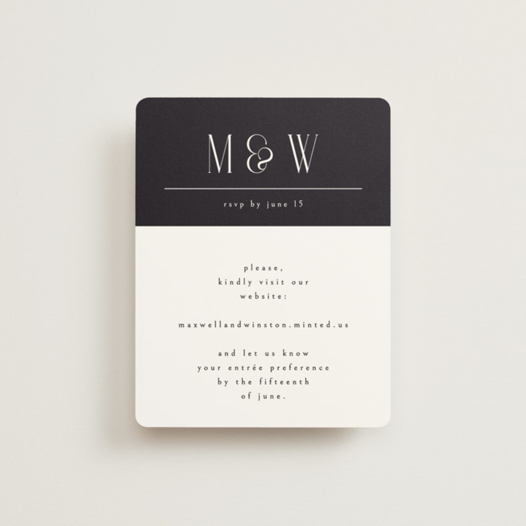 "Wedding Editorial" - RSVP Online Enclosure Cards in Tuxedo by Ana de Sousa - Front