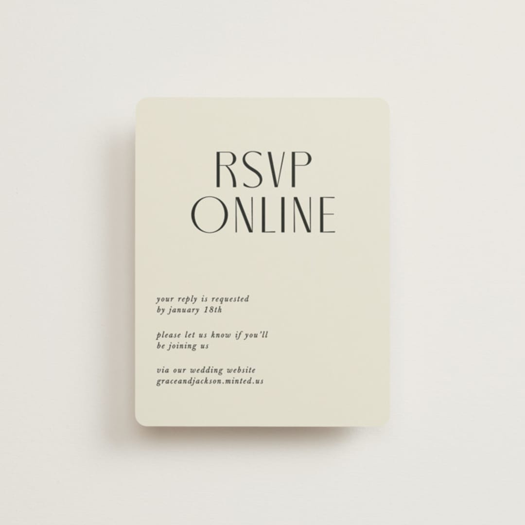 "Commonwealth" - RSVP Online Enclosure Cards in Ecru by That Girl Press - Front
