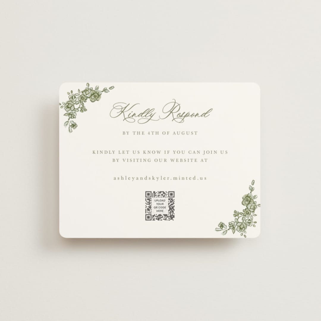 "watercolor flowers crest" - RSVP Online Enclosure Cards in Moss by Cass Loh - Front