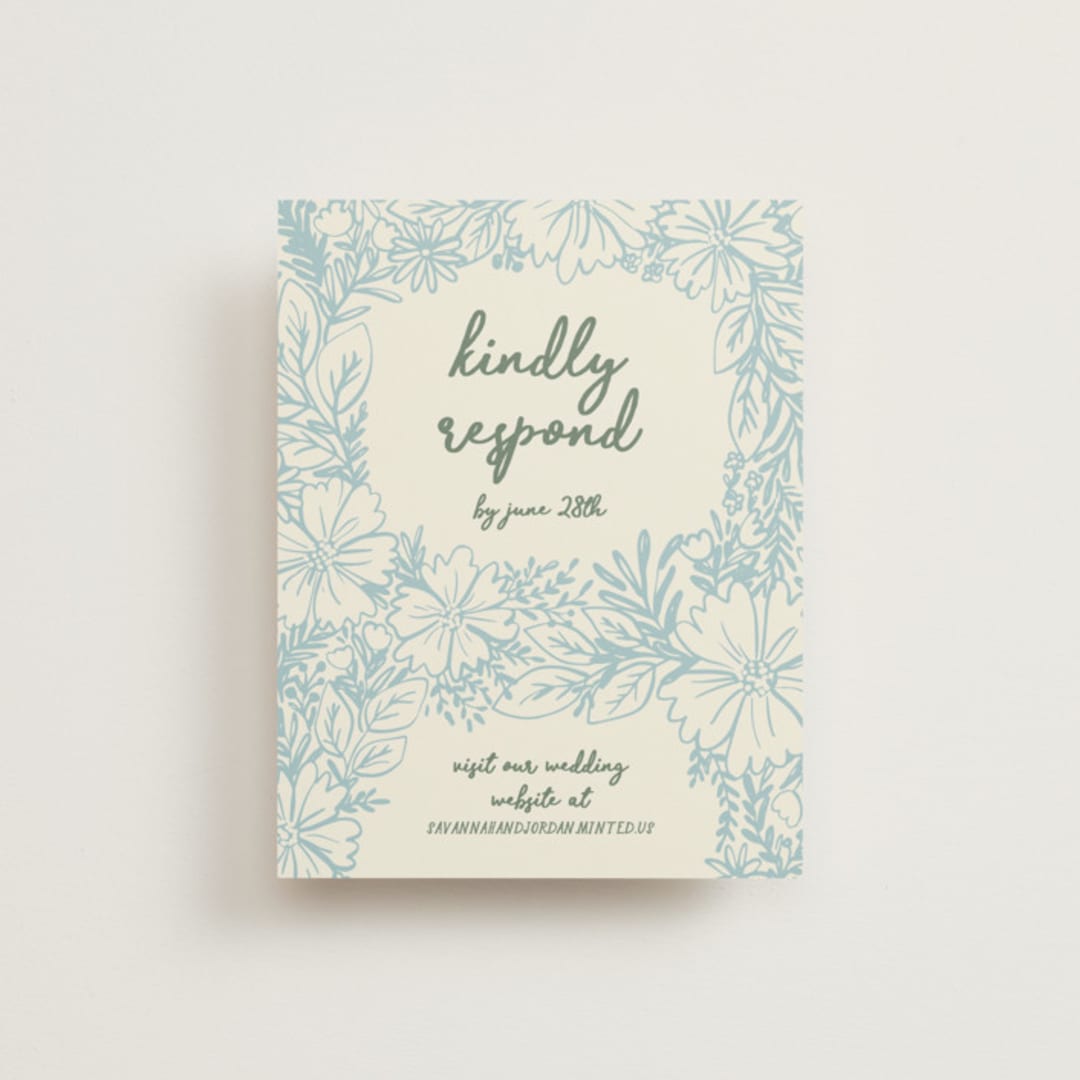 "Bloom" - RSVP Online Enclosure Cards in Waterfall by Kelly Watkins - Front