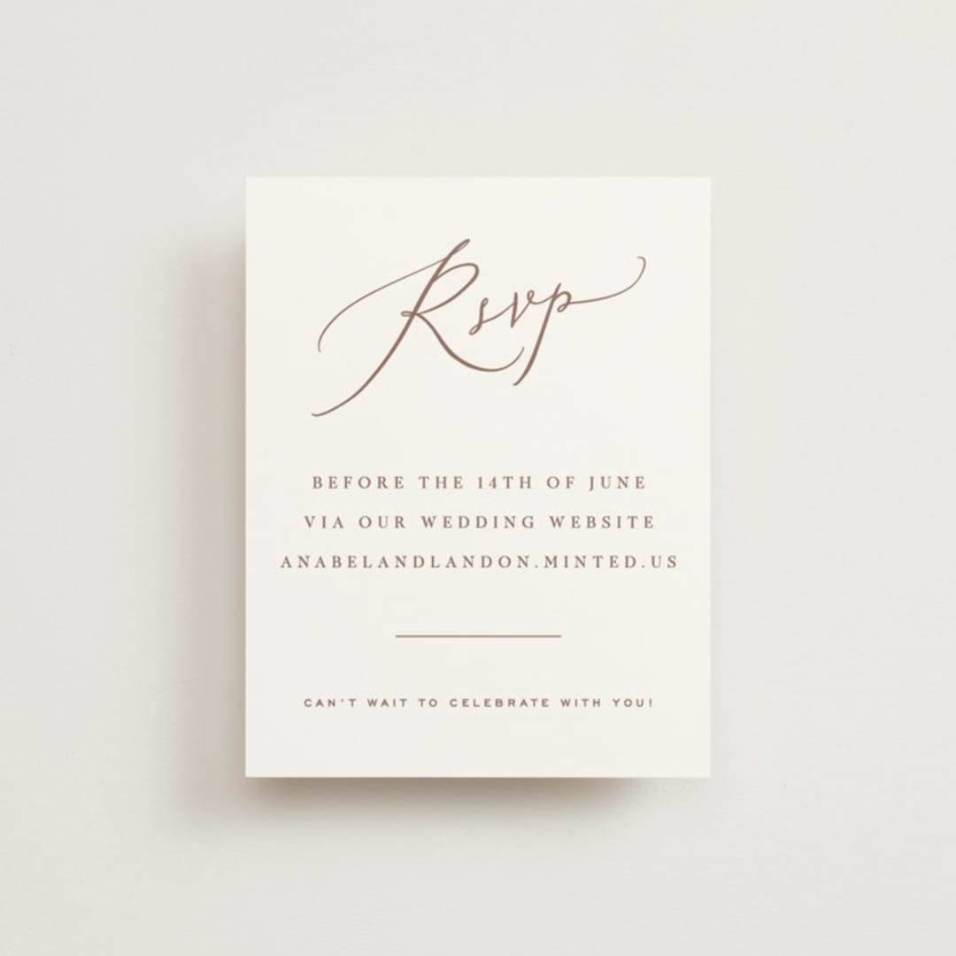 "Luxe script" - RSVP Online Enclosure Cards in Pearl by Hooray Creative - Front