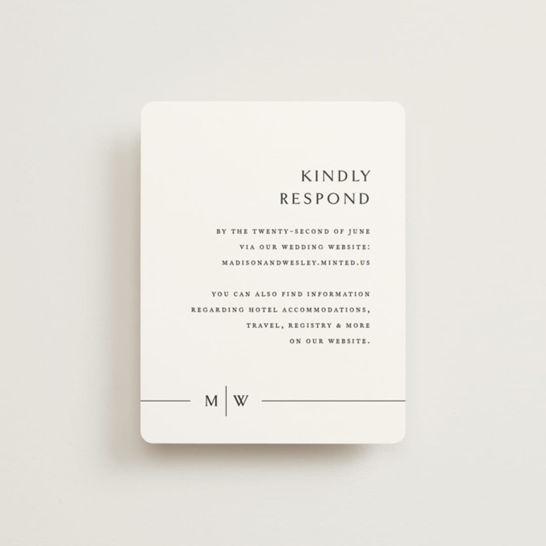 "Align" - RSVP Online Enclosure Cards in Cotton by Jennifer Postorino - Front