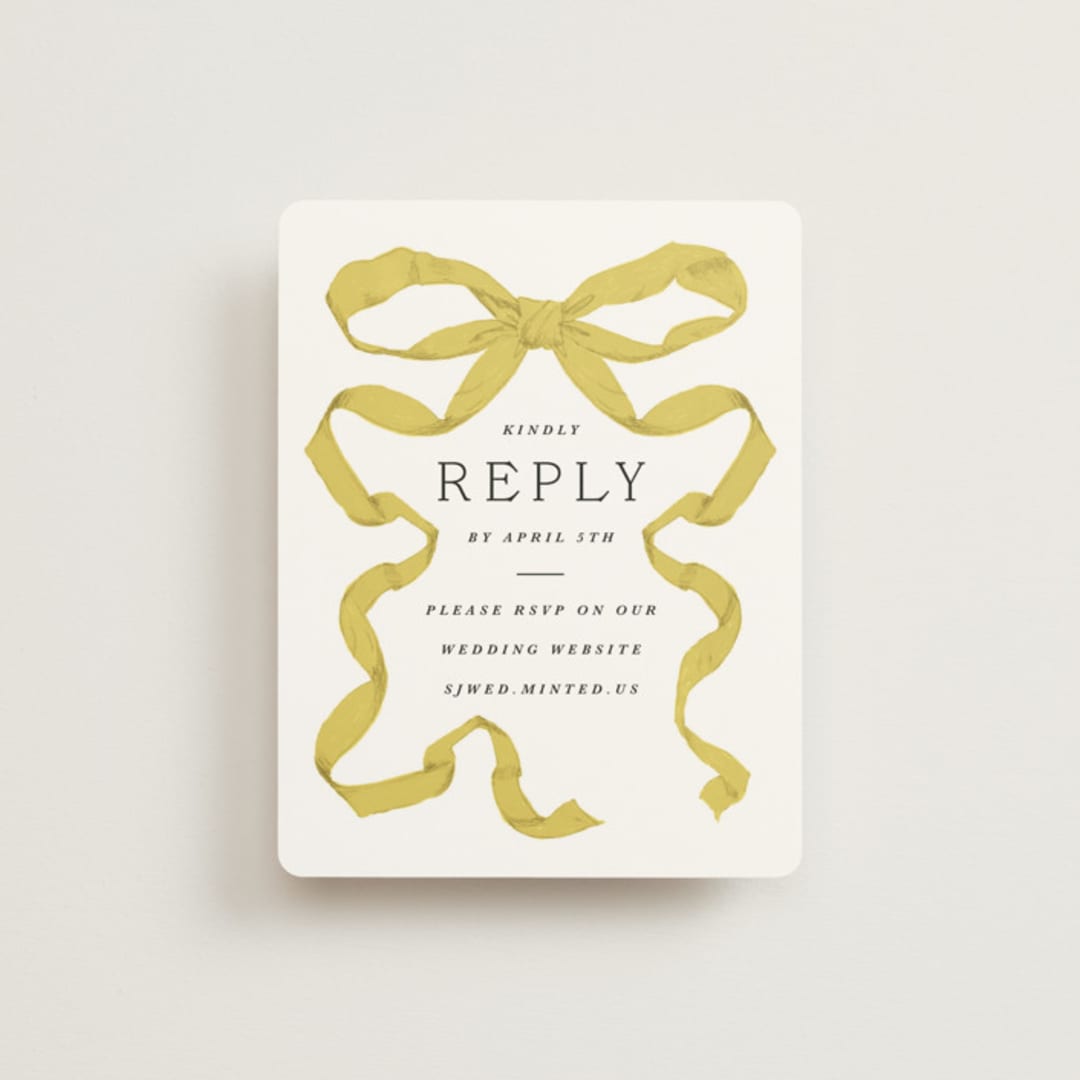 "Antique Ribbon" - RSVP Online Enclosure Cards in Citrine by Olivia Kanaley Inman - Front