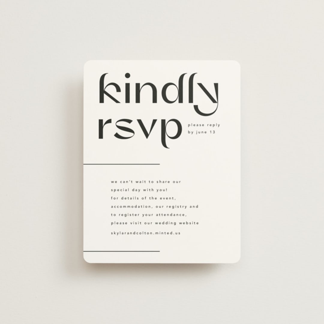 "Marcona" - RSVP Online Enclosure Cards in Ink by Blustery August - Front