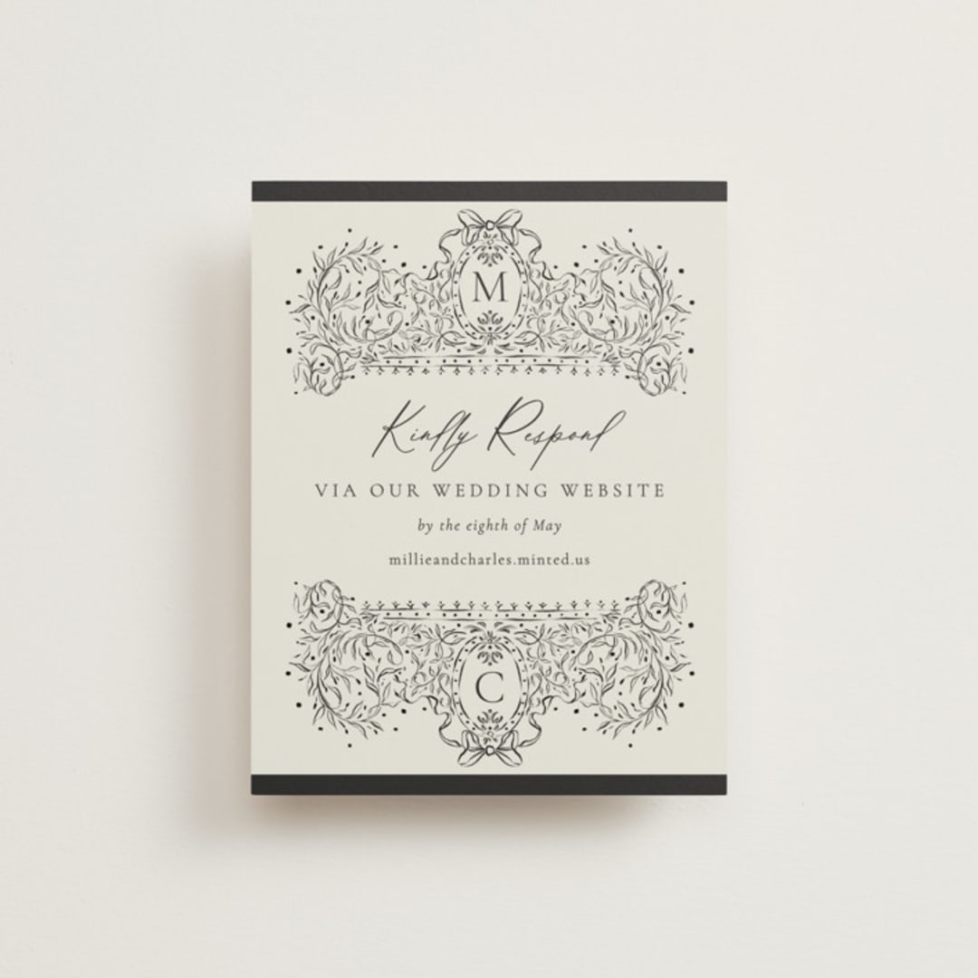 "Ornate sketched frame" - RSVP Online Enclosure Cards in Latte by Jackie Crawford - Front