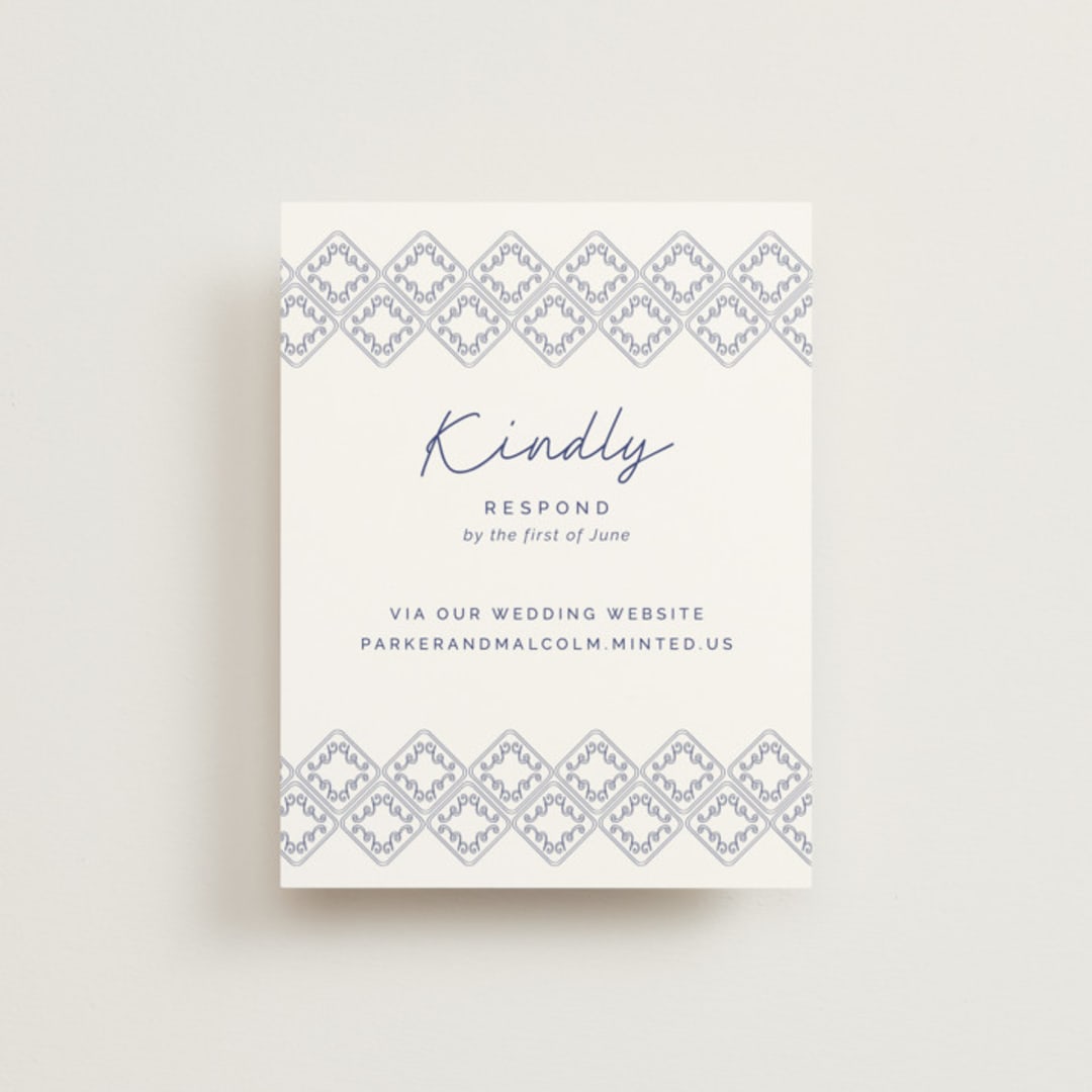 "Santorini" - RSVP Online Enclosure Cards in Cerulean by Zani van Zyl - Front